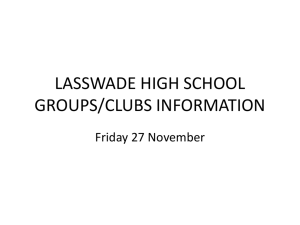 LASSWADE HIGH SCHOOL GROUPS/CLUBS INFORMATION