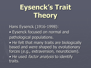 PY432: Personality Traits: Hans Eysenck
