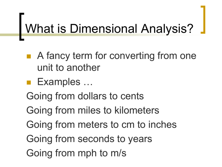 What Does Dimensional Analysis Mean In Chemistry