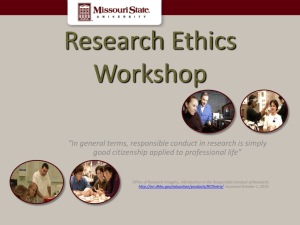 Research Ethics Workshop - Office of Research Administration