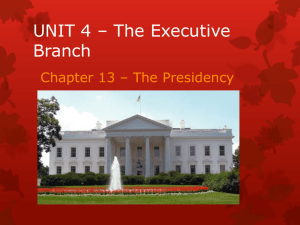 UNIT 4 * The Executive Branch