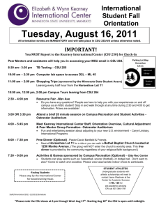 International Student Fall Orientation Tuesday, August 16, 2011