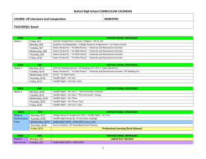 Buford High School CURRICULUM CALENDAR COURSE: AP