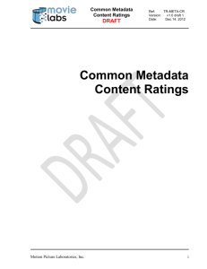 Common Metadata Content Ratings DRAFT