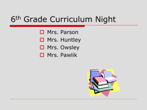6th Grade Curriculum Night
