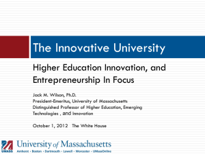 Higher Education Innovation, and Entrepreneurship