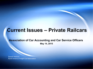 Current Issues * Private Railcars