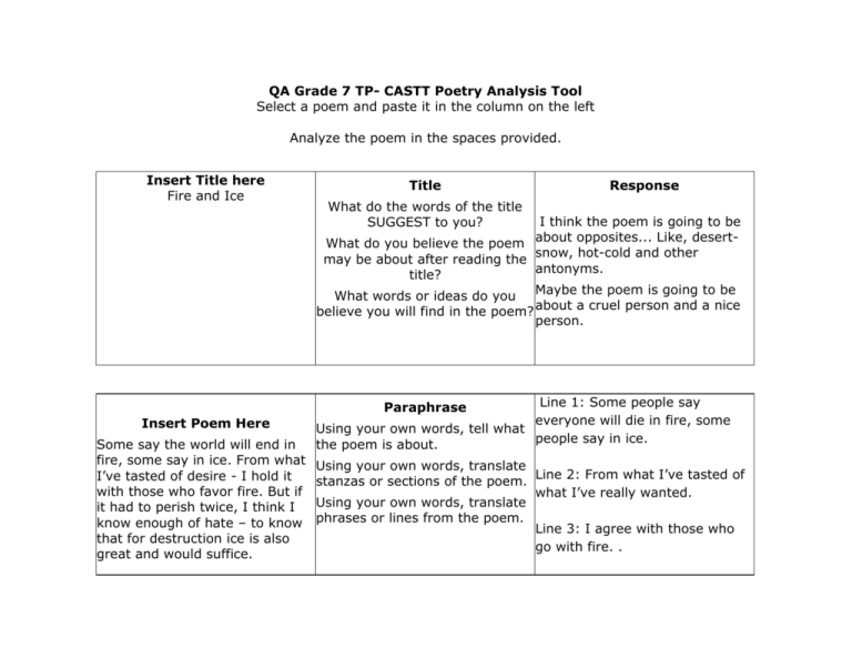 fire and ice poem analysis