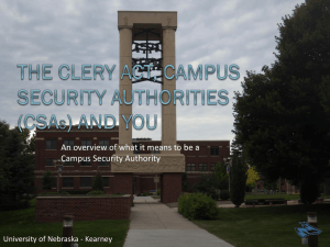 Clery Presentation - University of Nebraska at Kearney