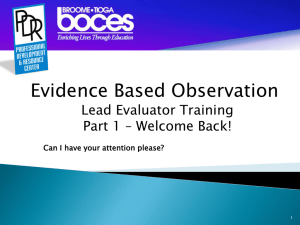 Evidence Based Observation Part 1 Day 2 3 Hour Session