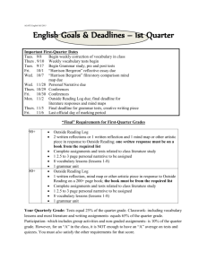 1st Quarter English Goals and Expectations