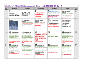 Ms. Meyer's ADVANCED Language Arts Class September 2014