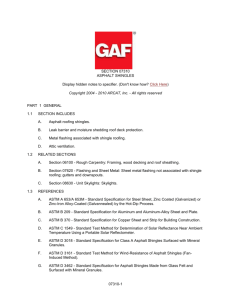 SECTION 07310 ASPHALT SHINGLES Display hidden notes to