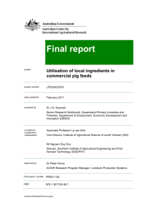 Utilisation of local ingredients in commercial pig feeds