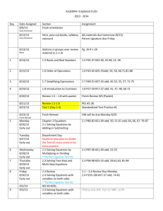 Algebra 1 (1st Semester) as 9/2/12 (*2nd period