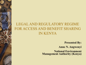 legal and regulatiory regime for access and benefit