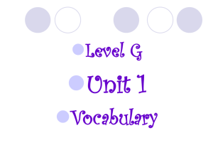 Level G Unit 1