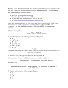 Logarithms 1 - Fort Lewis College
