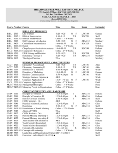 Fall Schedule page HILLSDALE FREE WILL BAPTIST COLLEGE