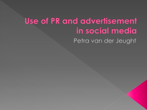 Use of PR and advertisement in social media. Contextual