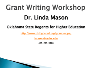 Federal and State Initiatives Grant Writing Workshop