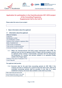 Application for participation in the CzechAccelerator 2011