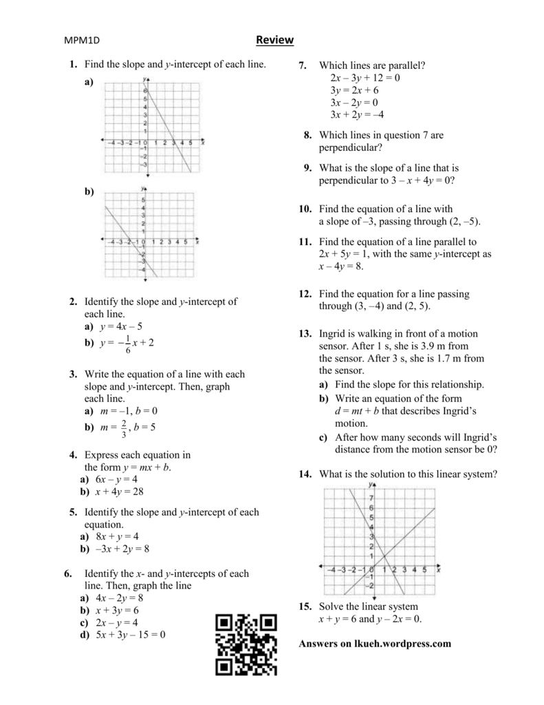 Slope Intercept Worksheet