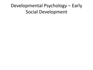 Developmental Psychology * Early Social Development