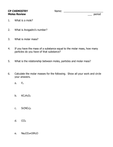 CP CHEMISTRY, Moles Review, page 2