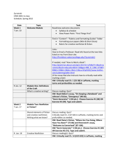 Zuromski CRW 2001 In-class Schedule, Spring 2012 Date Topic