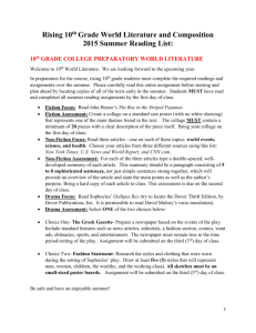 Rising 10th Grade World Literature and Composition 2015 Summer