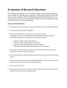 Evaluation of Research Questions Worksheet