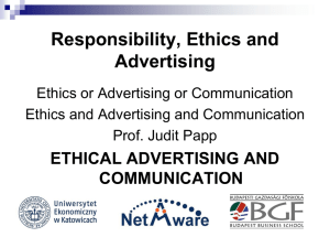 Ethics in advertisement - NetAware Intensive Programme at