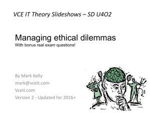 ethical dilemma - VCE IT Lecture Notes by Mark Kelly