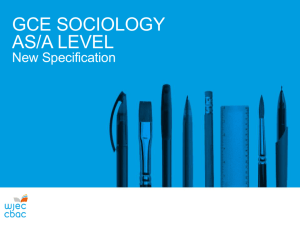 WJEC GCE Sociology New Specification in Wales