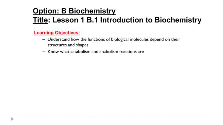 Introduction To Biochemistry