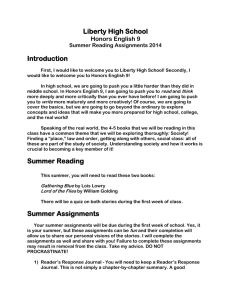 Honors English 9 Summer Reading