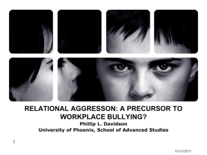 relational aggression: a precursor to workplace bullying?