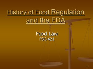 History of Food Regulation and the FDA