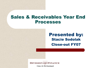 Sales & Receivables Year End Processes