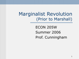 Marginalist Revolution (Prior to Marshall)