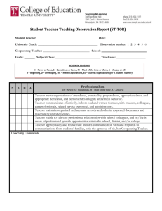Student Teacher Teaching Observation Report (ST-TOR)