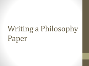 Writing a Philosophy Paper