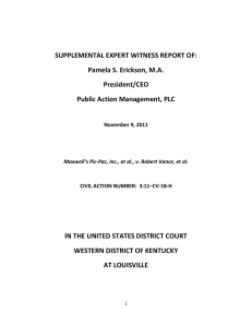 Supplemental Witness Report of Pamela Erickson