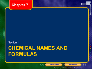 Section 1 Chemical Names and Formulas