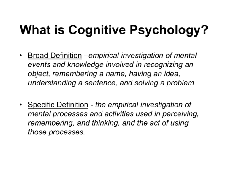 hypothesis in cognitive psychology