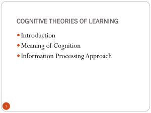 COGNITIVE THEORIES OF LEARNING