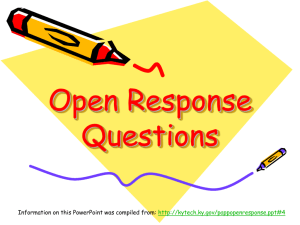 Open Response Questions - What's Up @ Millcreek?