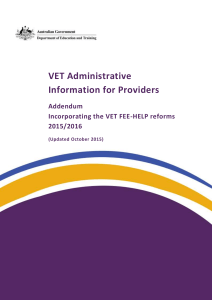 Addendum to the VET Administrative Information for Providers