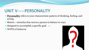 UNIT V-----PERSONALITY